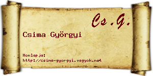 Csima Györgyi névjegykártya