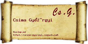 Csima Györgyi névjegykártya